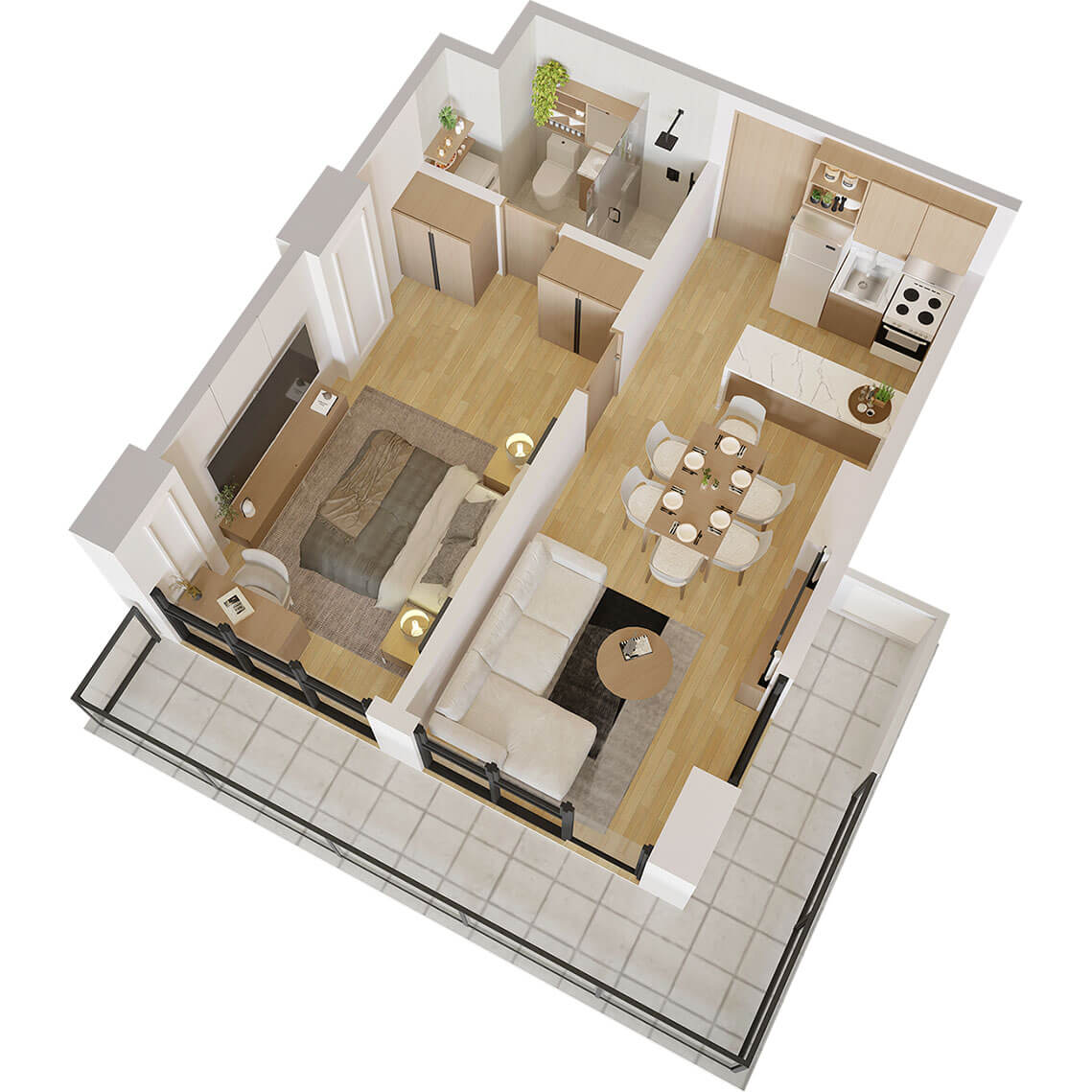 1-Bedroom Unit (Corner)