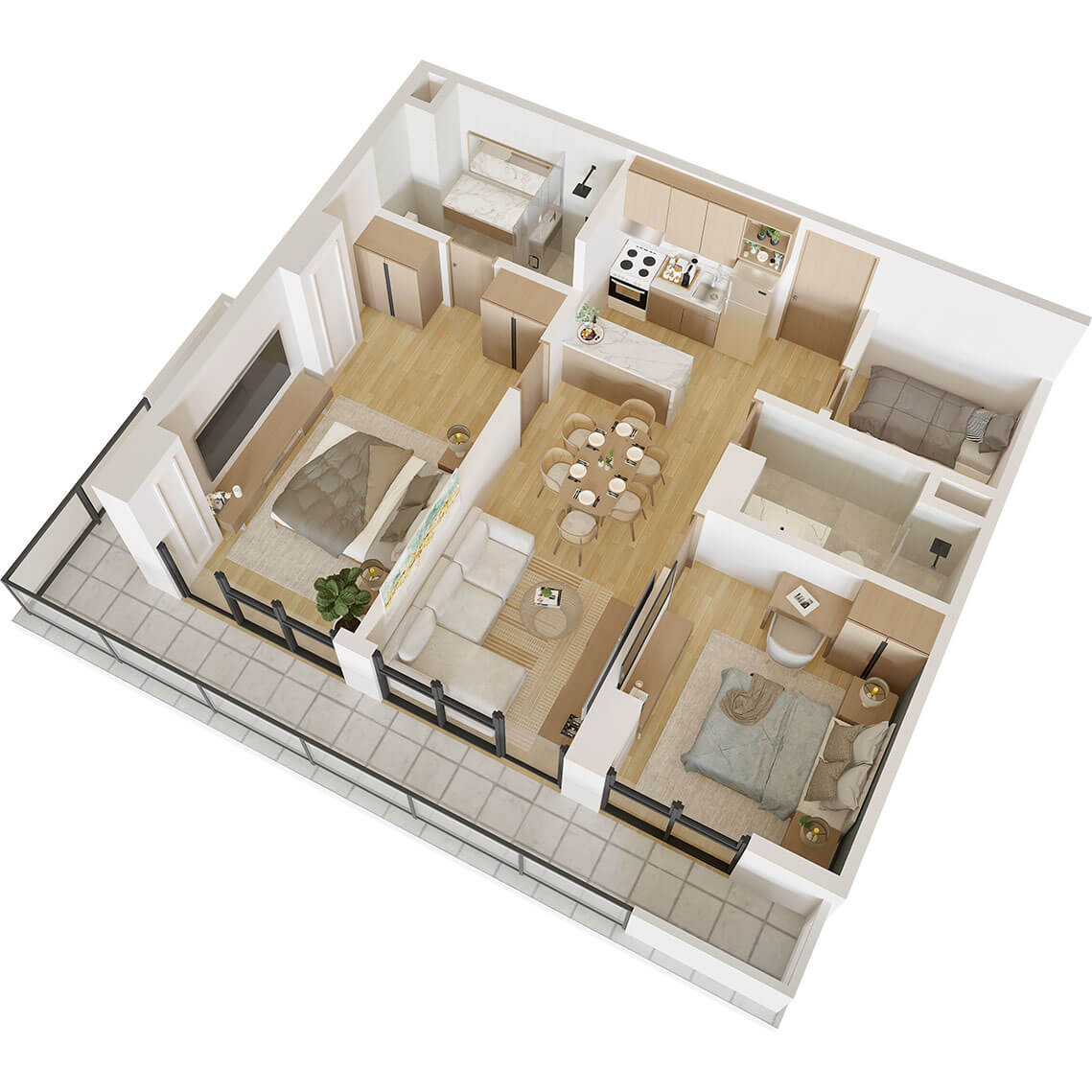 2 Bedroom Unit (Corner)